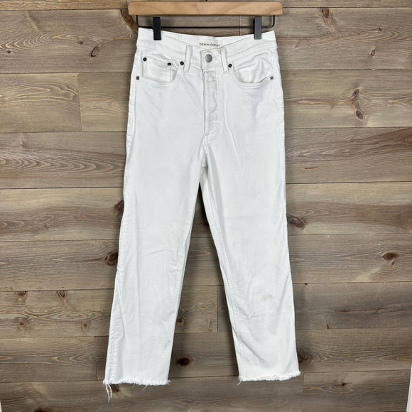 Denim Forum White The Arlo High Rise Straight Jeans - Picture 3 of 7